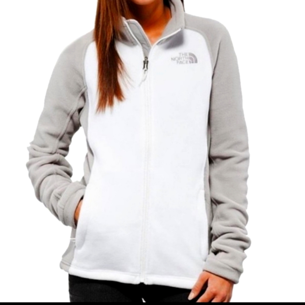 ✨North Face✨ Gray and White Fleece Jacket